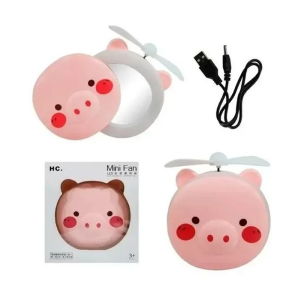 Ventilador Con Espejo Y Aro De Luz Recargable Maquillaje Usb