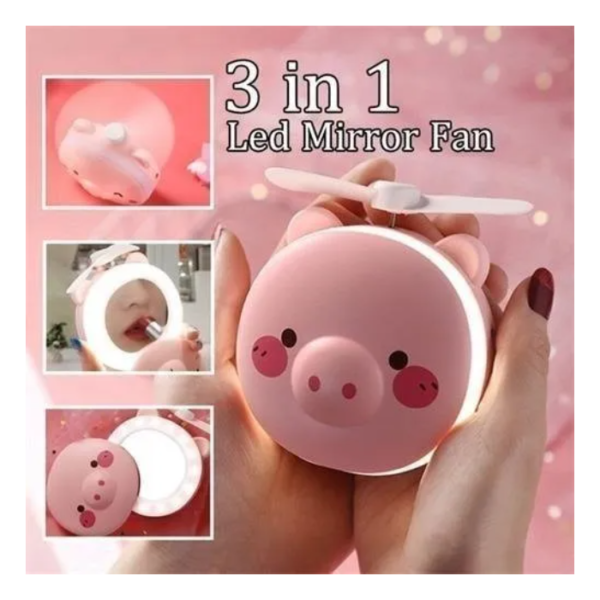 Ventilador Con Espejo Y Aro De Luz Recargable Maquillaje Usb